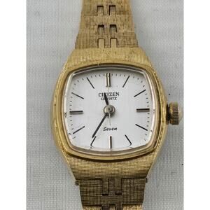 Citizen Seven Ladies Gold Plated Quartz Cocktail Watch New Battery Runs